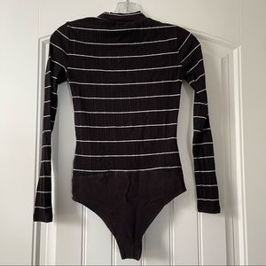 J.Crew Mockneck Stripe Ribbed Bodysuit